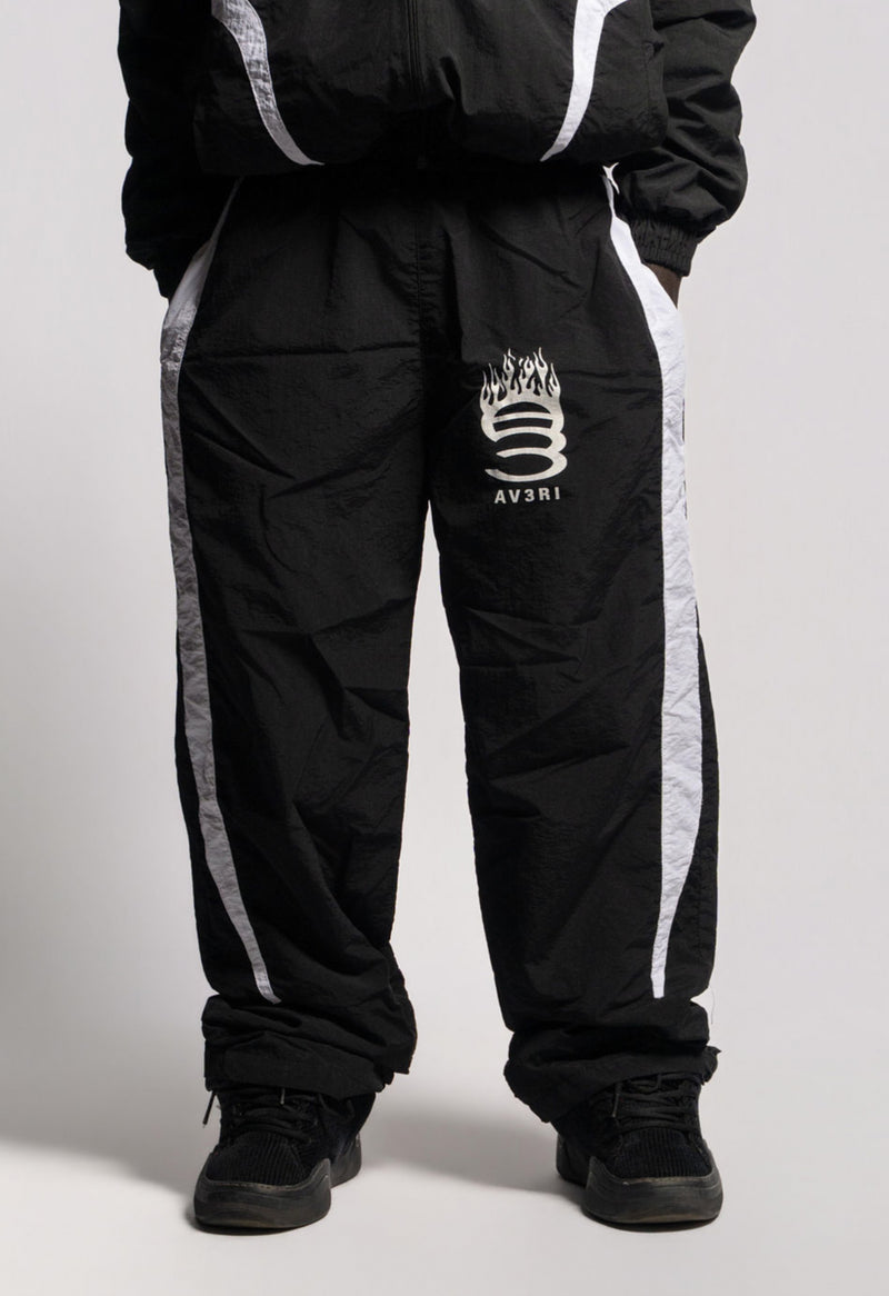 Black Nylon Track Pants