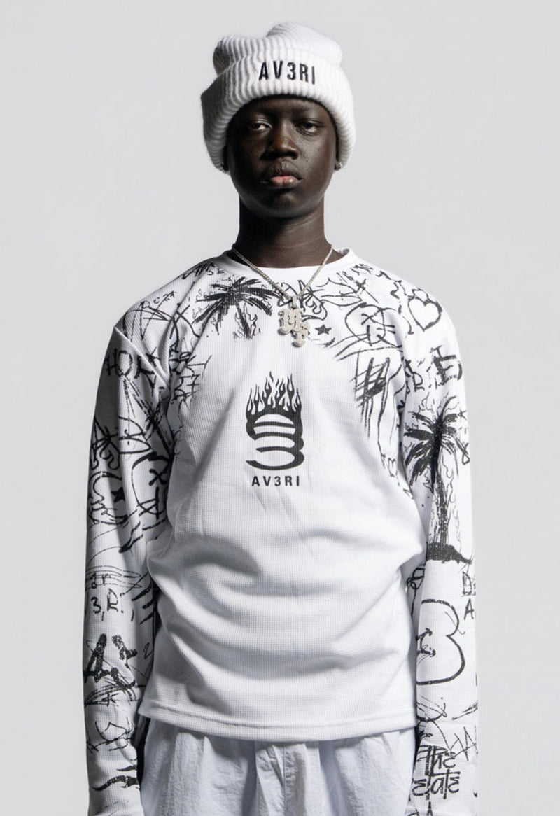 White Graffiti Thermal Shirt